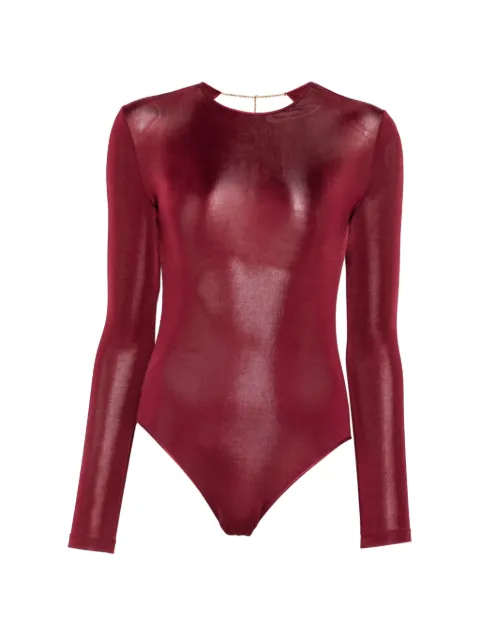 Saint Laurent open-back long-sleeve bodysuit Red 876794Y38DS