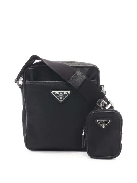 Prada Pre-Owned 2013-2026 Saffiano Trimmed Re Nylon Zip Top crossbody bag Black 8257KIZV4DIME3OP