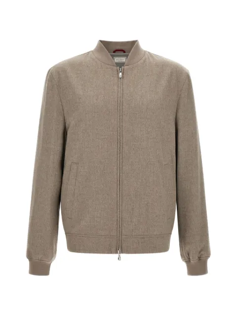 Brunello Cucinelli mélange-texture zip-up bomber jacket Grey MV4216550CJW71