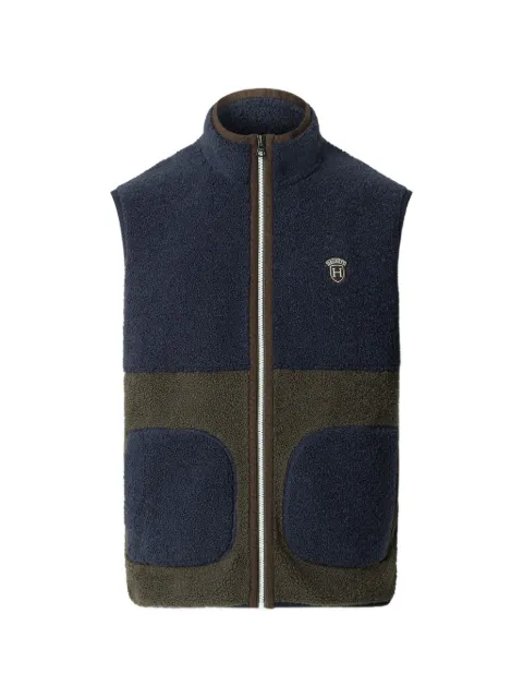 Hackett London colour-block fleece-texture gilet Green HM5800063