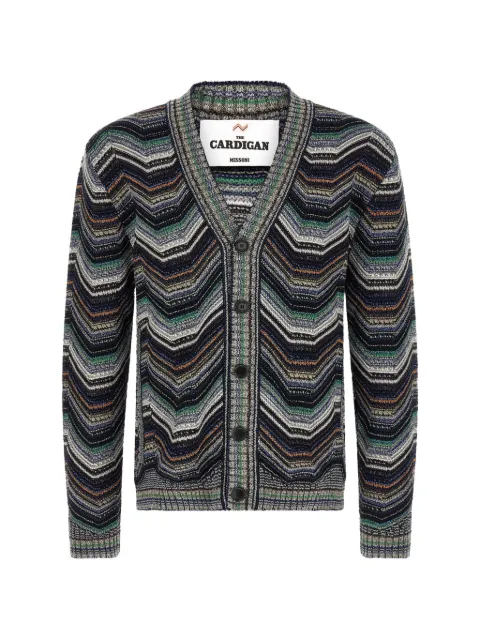 Missoni zigzag-knit V-neck cardigan Green US26WM0ESMSPQ