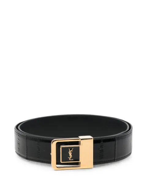 Saint Laurent LA 66 buckle belt in hagfish Black 732556EABCU