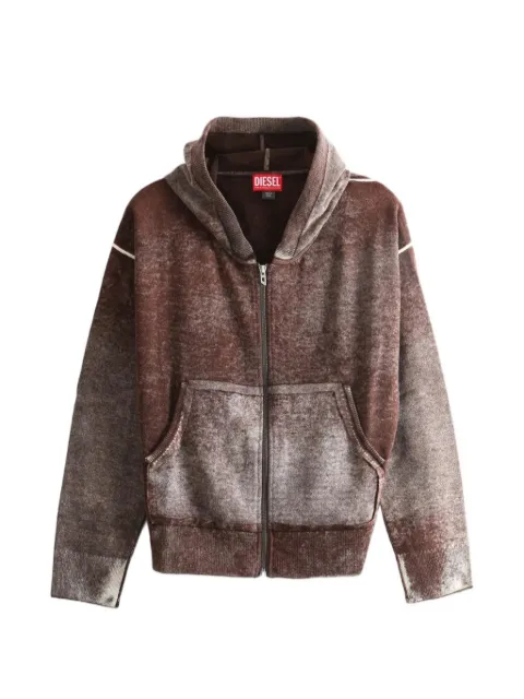 Diesel reverse-print hooded cardigan in wool Brown A220360TKCY