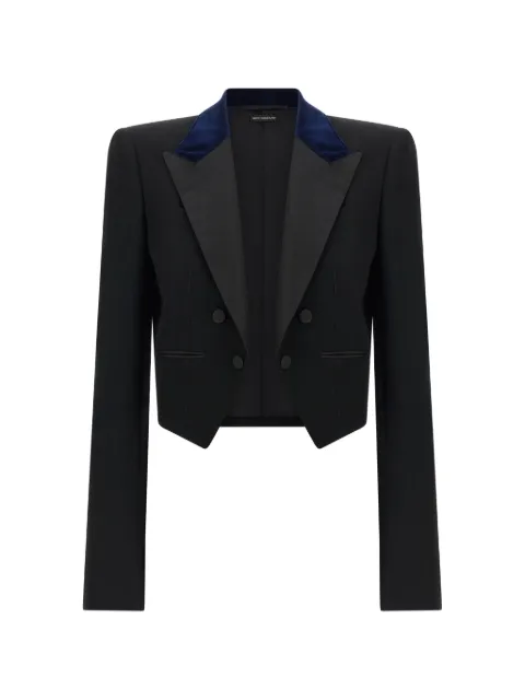 TOM FORD satin-lapel cropped blazer Black GI3107FAX1667