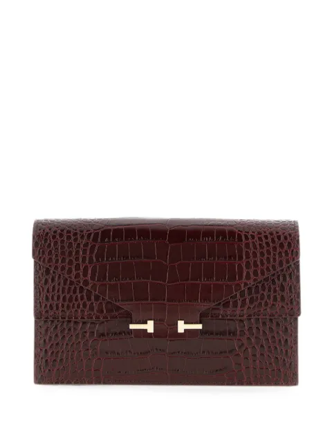 TOM FORD Aube crocodile-effect clutch bag Red S0531LCL607P