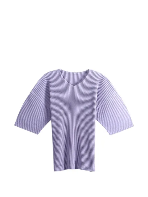 Homme Plissé Issey Miyake pleated V-neck T-shirt Purple HP68JK073