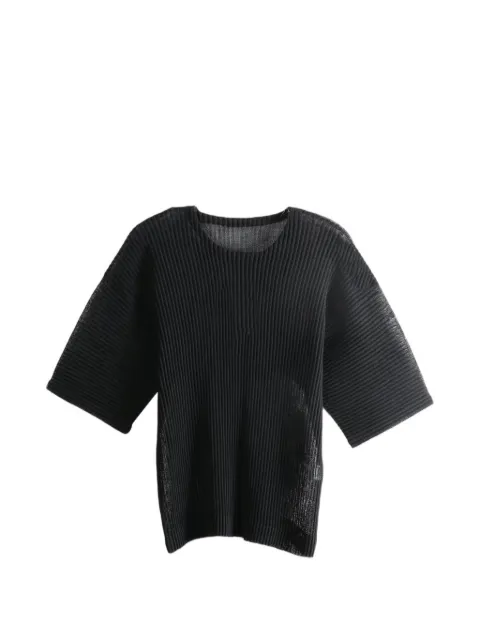 Homme Plissé Issey Miyake pleated semi-sheer T-shirt Black HP68JK231