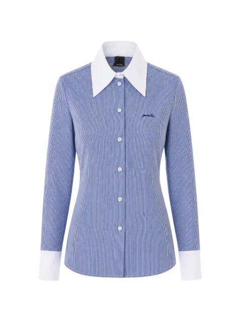 PINKO striped embroidered-logo shirt Blue 107225A3H2