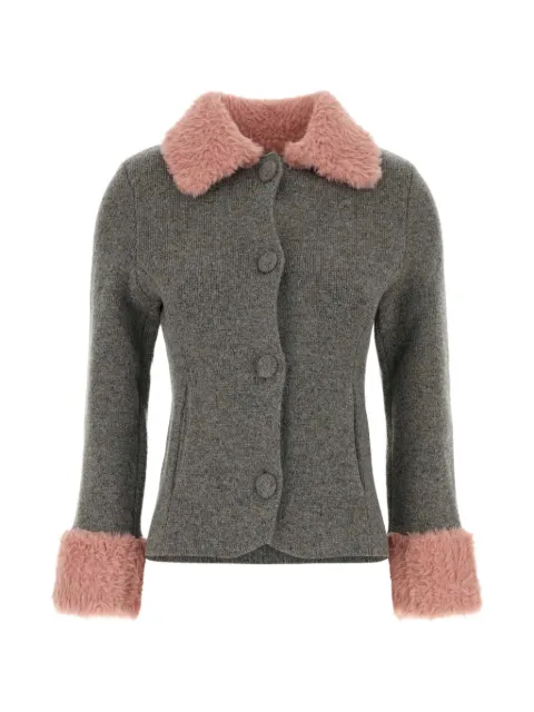 Moschino faux-fur-trim knitted jacket Grey J05805503