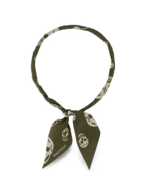 Alexander McQueen skull-print silk scarf Green 8575533001Q