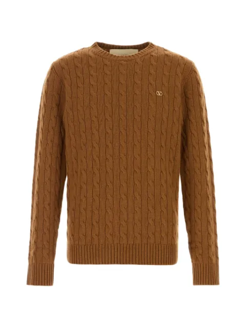 Valentino Garavani cable-knit VLogo sweater Brown VKC38ZBLJ