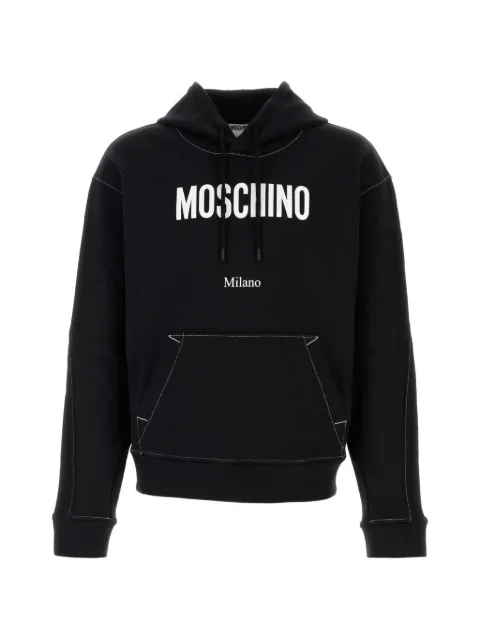 Moschino contrast-stitch logo-print hoodie Black 262ZZ17085228