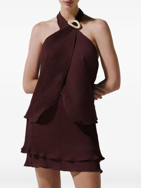 Baobab Lira pleated layered mini skirt Brown 6420963