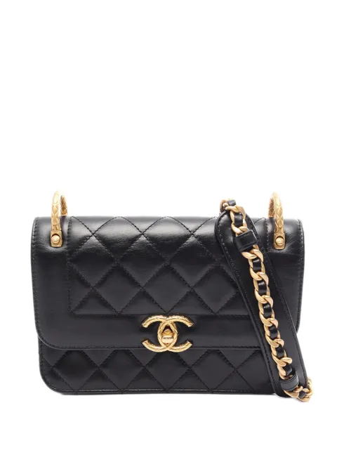 CHANEL Pre-Owned 2021-2026 CC Quilted Lambskin Single Flap crossbody bag Black TMD2BP7SJ9QUKE3E