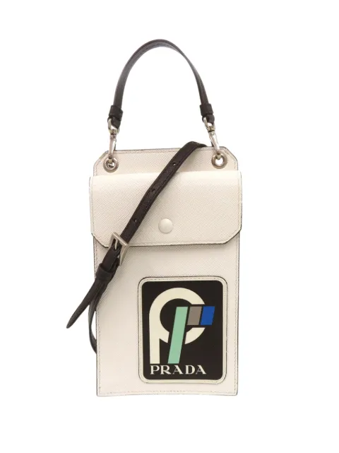 Prada Pre-Owned 2000-2026 Saffiano Patch Phone Holder satchel White 1G7ZNB60ACAZDLLI