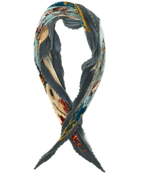 Hermès Pre-Owned 2000-2026 Real Escuela Andaluza del Arte Ecuestre Pleated Silk Scarf scarves Blue PAYY256II8TXGZPF