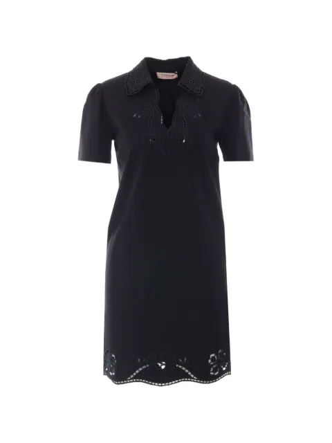 TWINSET embroidered-detail V-neck mini dress Black 262TP2671