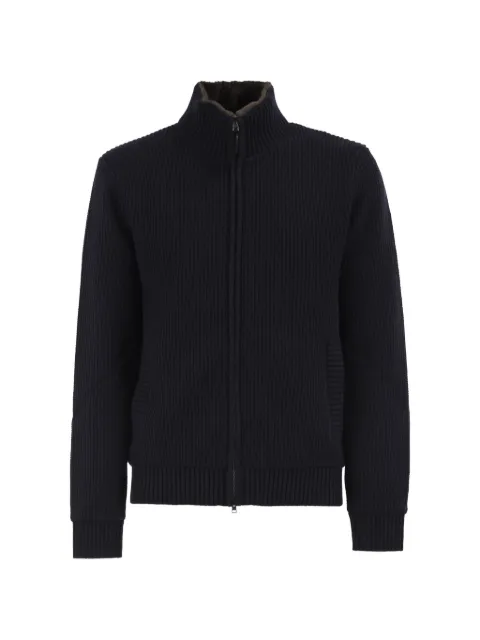 Herno zip-up textured-knit sweater Blue MC00058UR70153