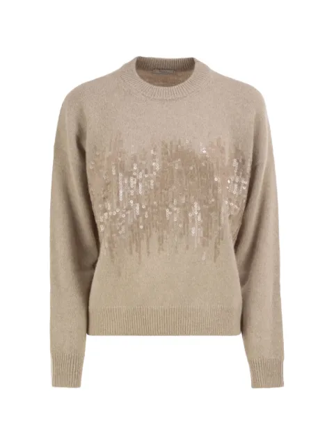 Peserico sequin-embellished crew-neck sweater Neutrals A99835F07RL9100
