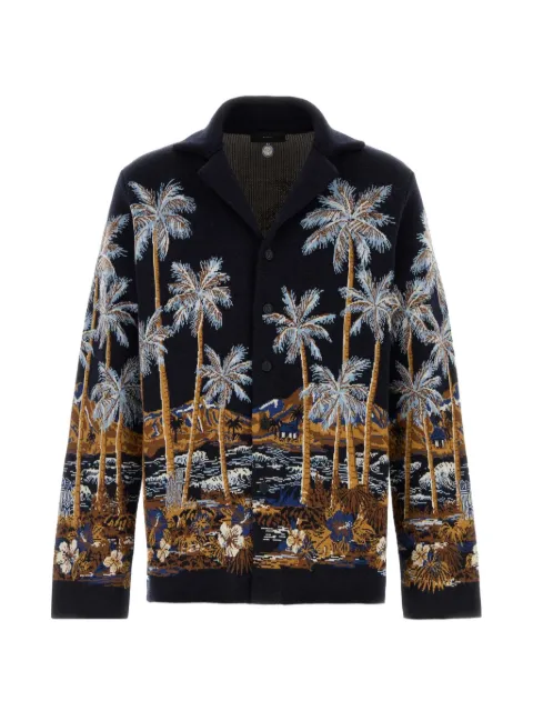 Alanui embroidered long-sleeve cardigan Blue LMHY004E26KNI0024684