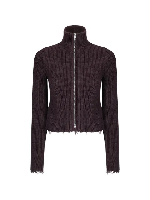 MM6 Maison Margiela ribbed cotton zip cardigan Brown S52AM0309M13039