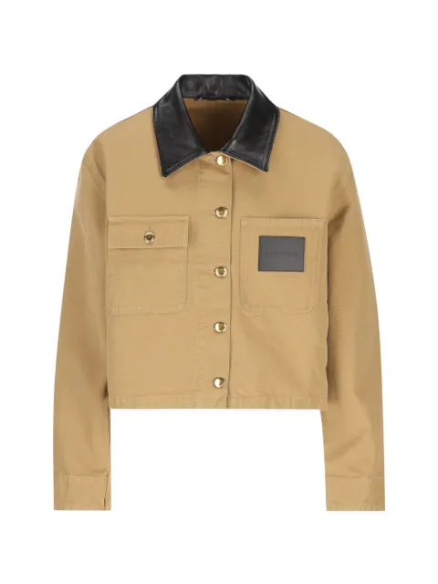 Balenciaga leather-collar cropped jacket Neutrals A0029PTRP15