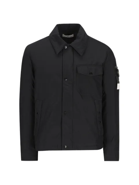 Stone Island 4100022 logo-patch button-up jacket Black L2S154100022S0A26