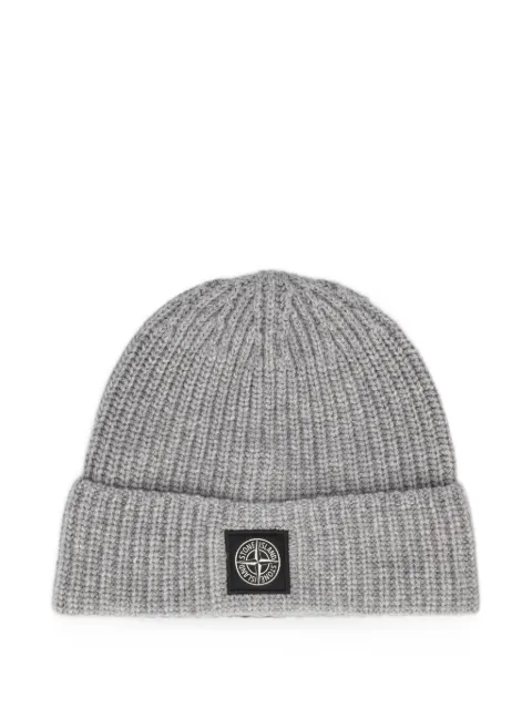Stone Island logo-patch ribbed-knit beanie hat Grey L2S15N100012S00B4