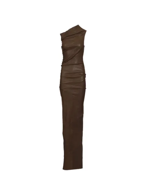 Rick Owens Athena one-shoulder draped maxi dress Brown RP02F5526LSV