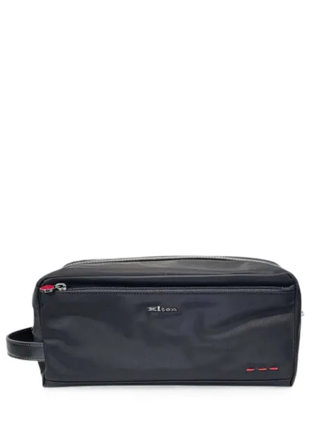 Kiton leather-trim toiletry bag Black UBA0057N01270010