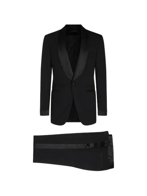 TOM FORD satin-trim wool suit Black 2ESHT1WOS02NAA