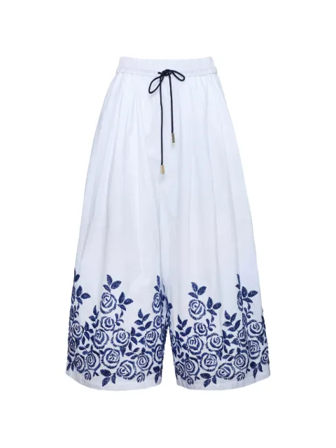 Hunter Bell Whisper floral-embroidered trousers White 26PFP3WHTRSEFNC