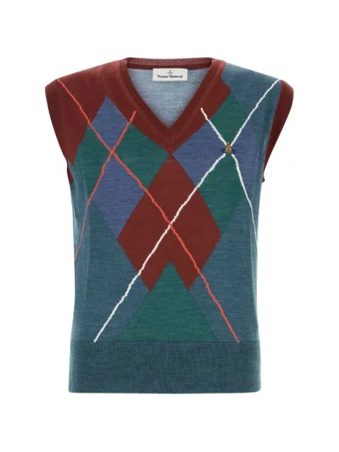 Vivienne Westwood Argyle embroidered sweater Blue 2701003BC00A0