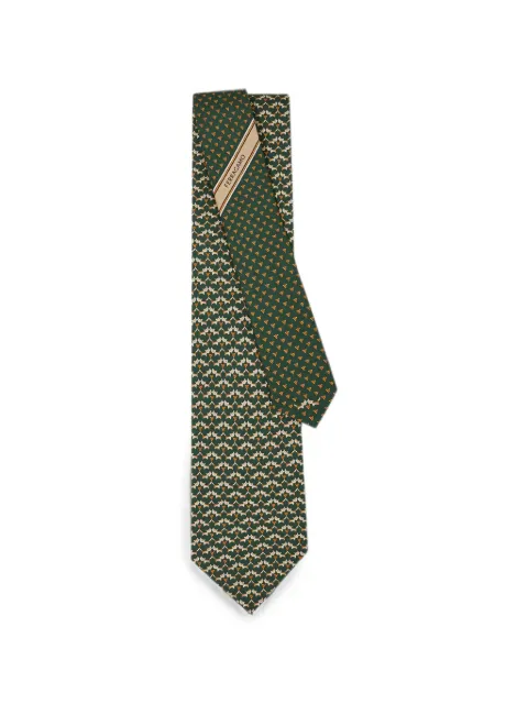 Ferragamo Aud fox-print tie Green 789834
