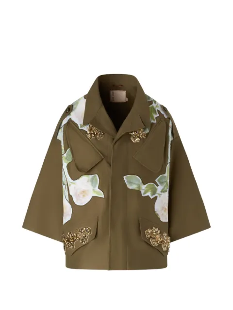 Antonio Marras Bronze Bloom Patchwork crystal-embellished military jacket Green MBOL280VE700