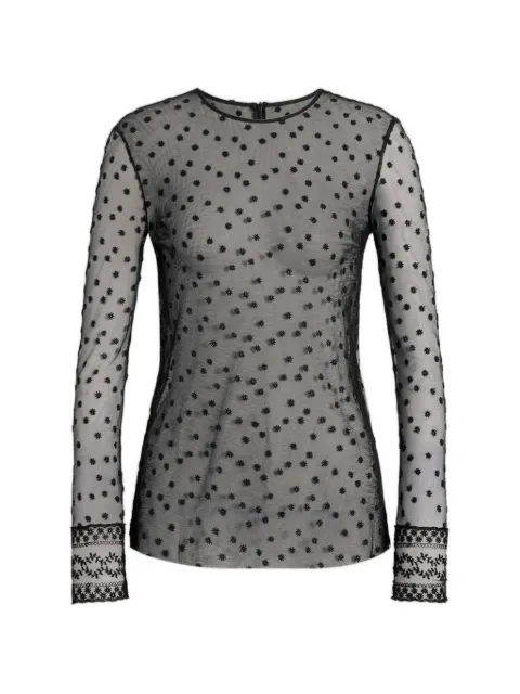 Alberta Ferretti floral-embroidered mesh top Black A02146620099