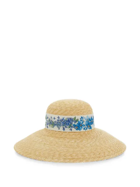 Ferragamo floral-print silk-trim hat Neutrals 796354