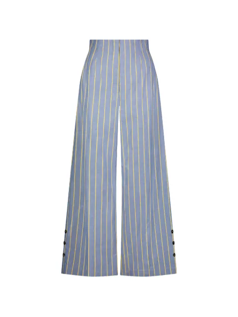 Lela Rose striped button-detail trousers Blue PF266545