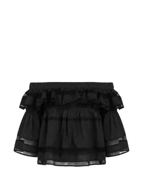 Christy Lynn Angela ruffled off-the-shoulder top Black CLB428F90BLK