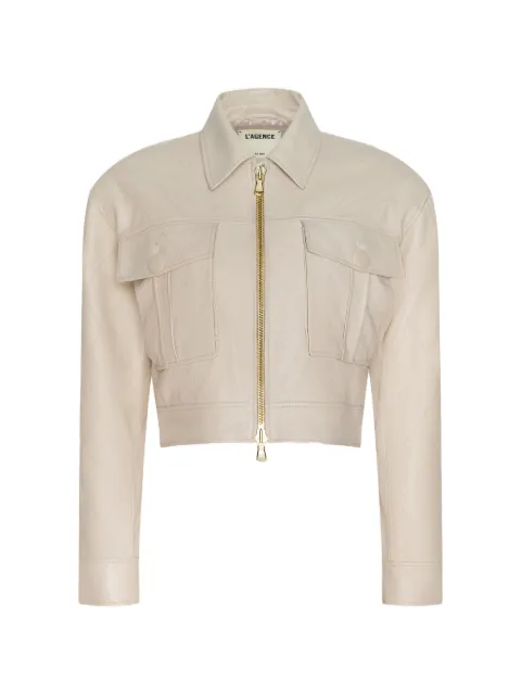 L'Agence Micah leather jacket Neutrals 10003MXPBISC