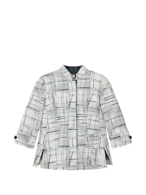 Emporio Armani check-print mandarin-collar shirt White EW004474TE2