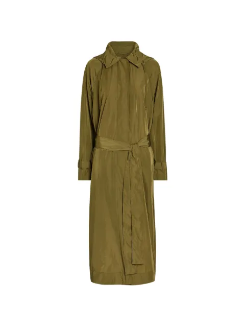 Another Tomorrow belted hooded coat Green A226OW044NY