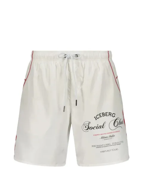 Iceberg logo-print piped swim shorts Neutrals ICE26MBM02