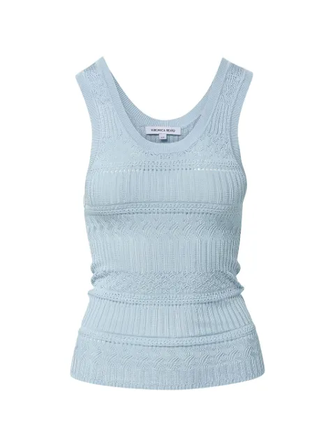 Veronica Beard Sandra pointelle-knit tank top Blue 2605KS1490338
