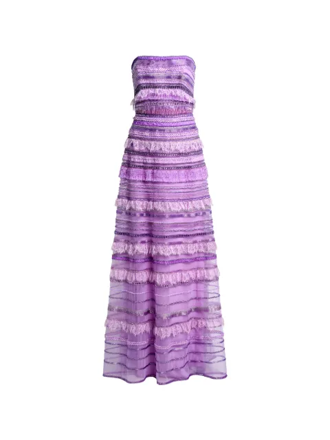 Elie Saab bead-embroidered strapless maxi dress Purple D1184NS26BE073