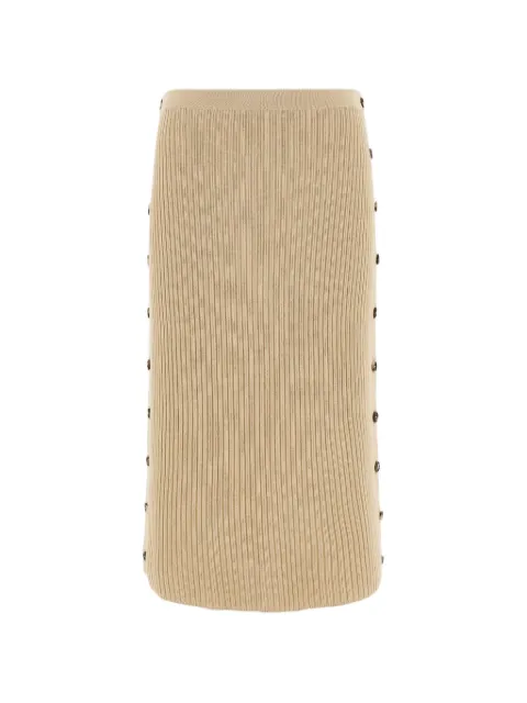 Ferragamo ribbed-knit button-detail midi skirt Neutrals 793919