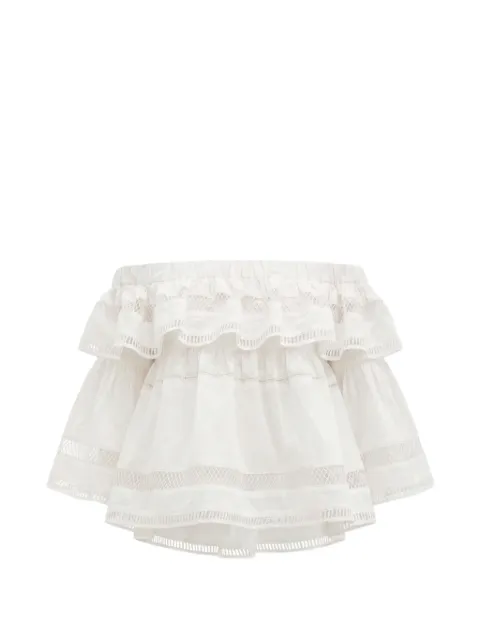 Christy Lynn Angela ruffled off-shoulder blouse White CLB428F90W