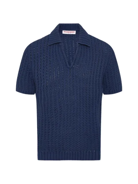 Orlebar Brown Burnham Swift open-knit polo shirt Blue 282477