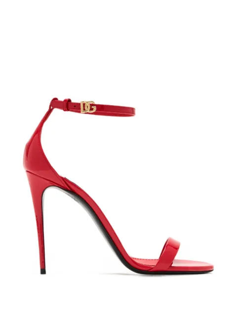 Dolce & Gabbana DG buckle patent leather sandals Red CR1717A1471