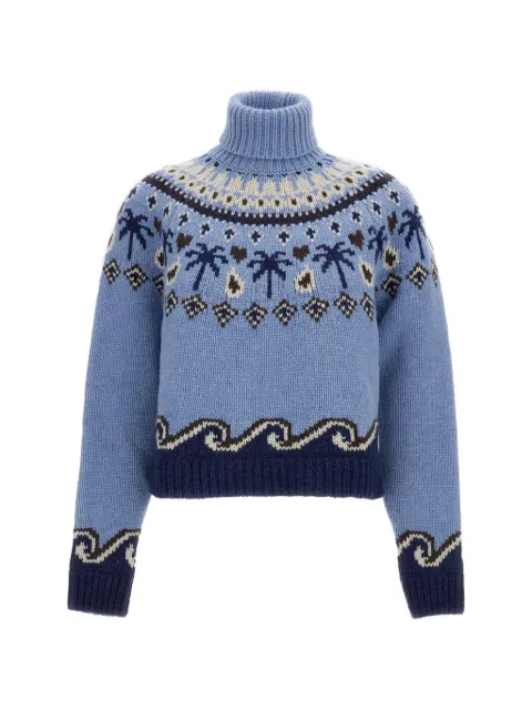 Alanui Fair Isle roll-neck sweater Blue LWHF001E26KNI0014046